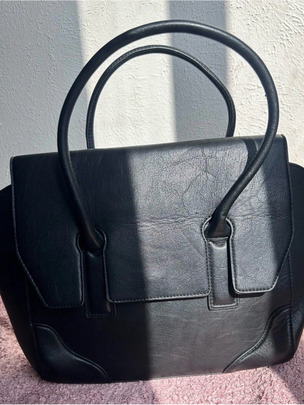 H&M Black Structured Top-Handle Satchel Bag